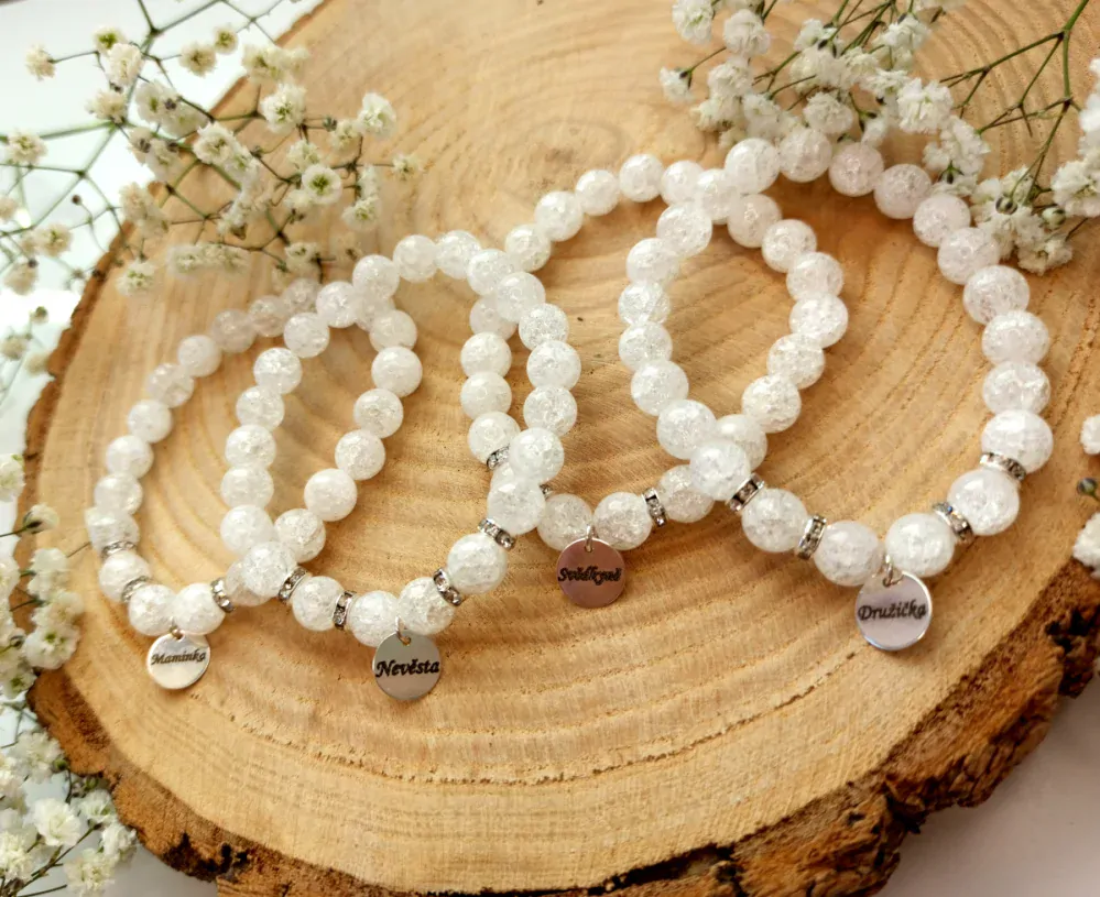 Svatební náramek křišťál s přívěskem Družička