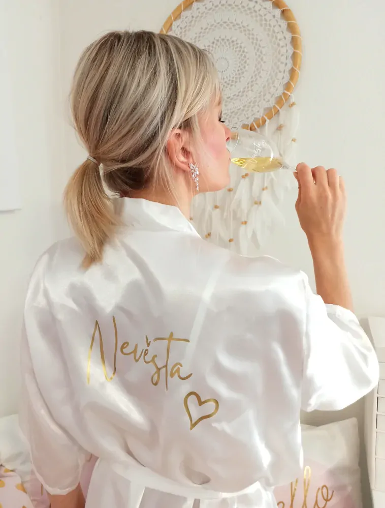 Svatební župánek Nevěsta - bílý