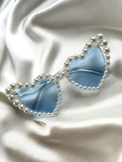 Brýle ve tvaru srdce - modré s perlami