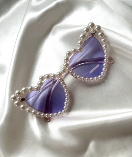 Brýle ve tvaru srdce - fialové s perlami